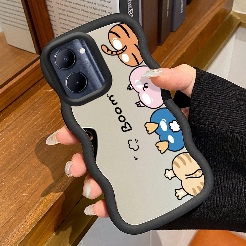 Casing HP Untuk Realme C33 Case Bokong hewan kecil Macaron Softcase Silikon Kasing Cream Gelombang P