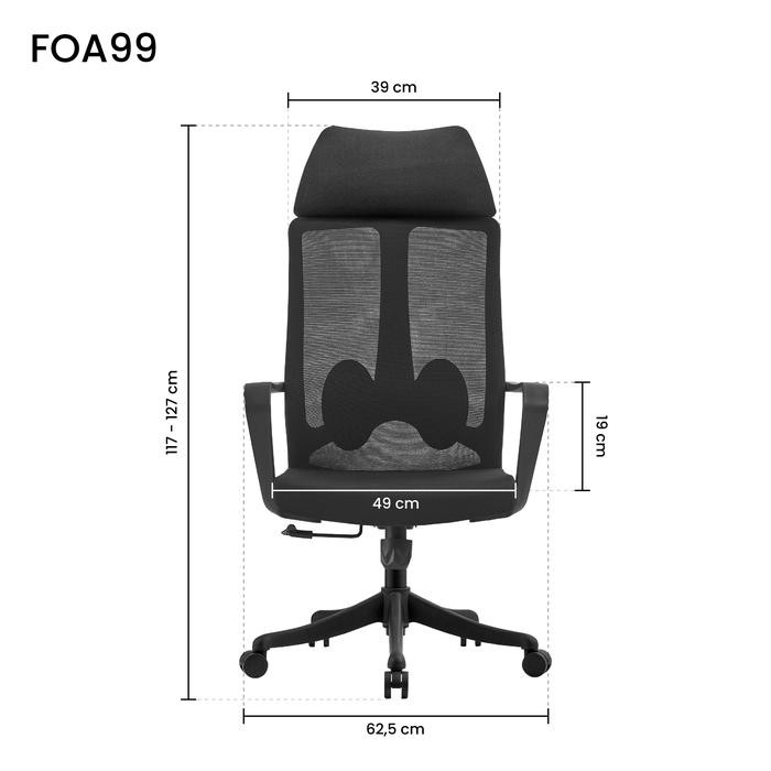 WorkStation by TRENDI Kursi Kantor Kerja Ergonomis FOA99 Working Chair - Black