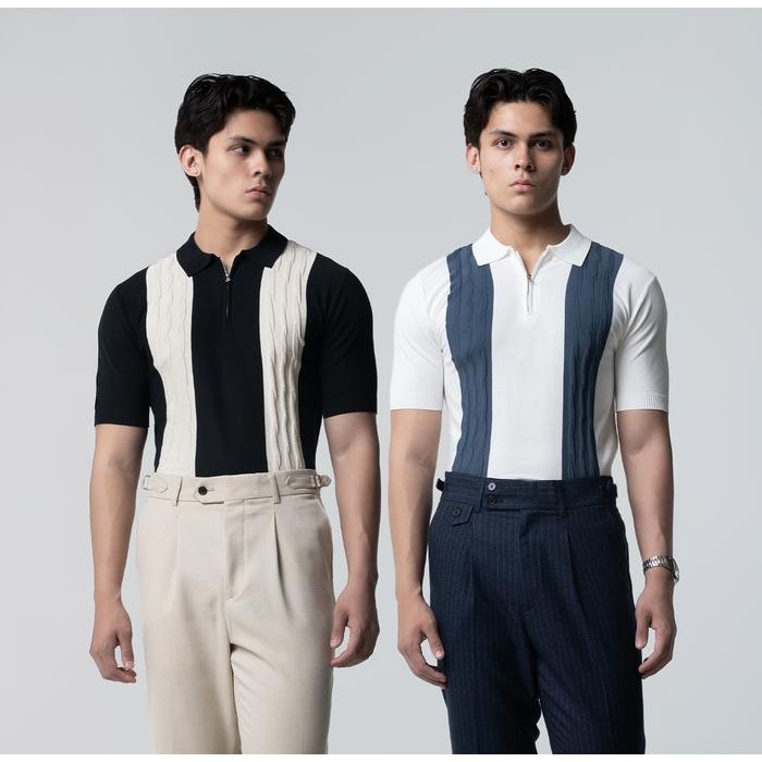 BALVEIN - Versase Knit Polo Knitwear Atasan Katun Kerah Pria terlaris