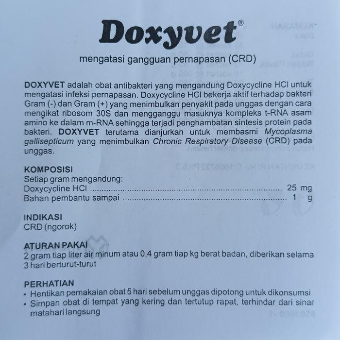 DOXYVET 10GR 1BOX 30SACHET OBAT PERNAFASAN AYAM NGOROK CRD
