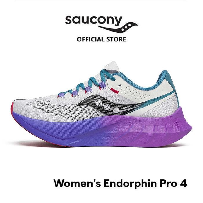 ORIGINAL Sepatu Lari Wanita SAUCONY Shoes Endohin Pro 4 Women - White / Shadow READY STOCK