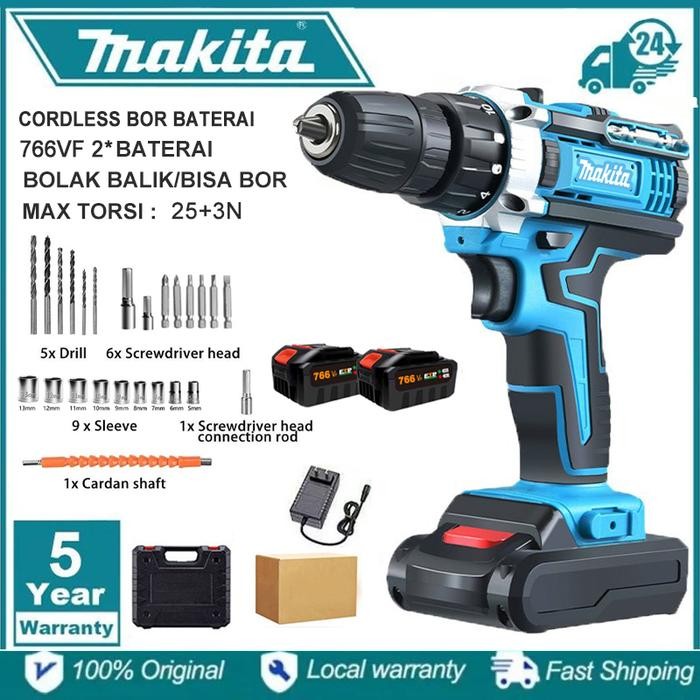 BERKUALITAS MAKITA 766V/388V Mesin bor cordless/bor baterai/ bor listrik/Impact Drill Bor Beton
