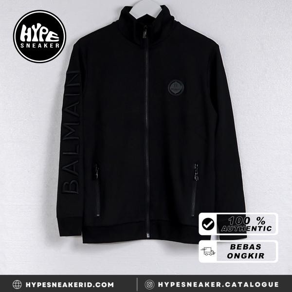 Jaket BALMAIN MULTI TEXT EMBROIDERY BLACK ZIP JACKET 100% ORIGINAL