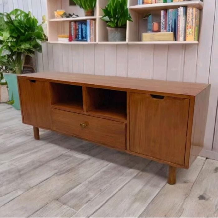 Meja Tv Minimalis Kayu Mahoni Rak Tv Serbaguna Lemari Tv Kayu Murah Promo 