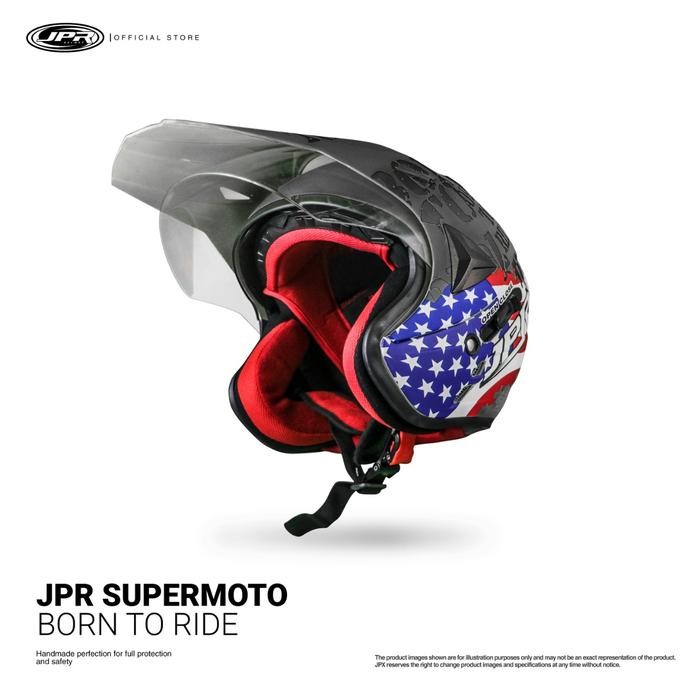 Helm JPR Supermoto Born To ride - Black Doff