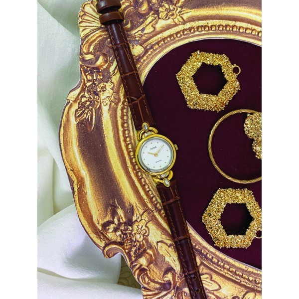 Jam Tangan Wanita Alba Collector Original 100% Leather Fashion Silver-Gold ARY40H X1