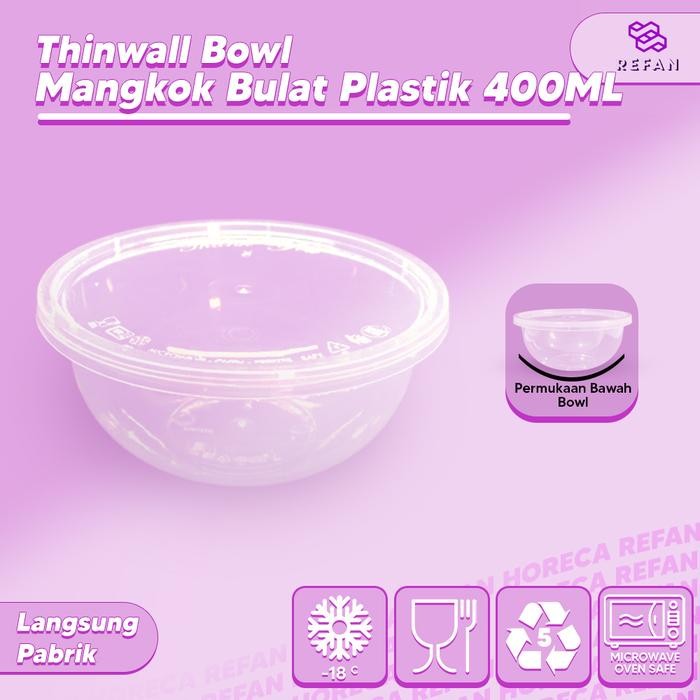 DJJ Mangkok Plastik 400 ml / Tempat Makan Nasi Cup Puding Thinwall