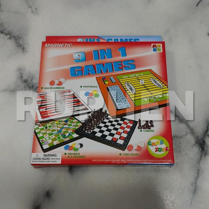 STOK TERBATAS  MAGNETIC BOARD GAMES 9 IN 1 - CATUR, ULAR TANGGA LUDO, HALMA, CHECKERS TERJANGKAU