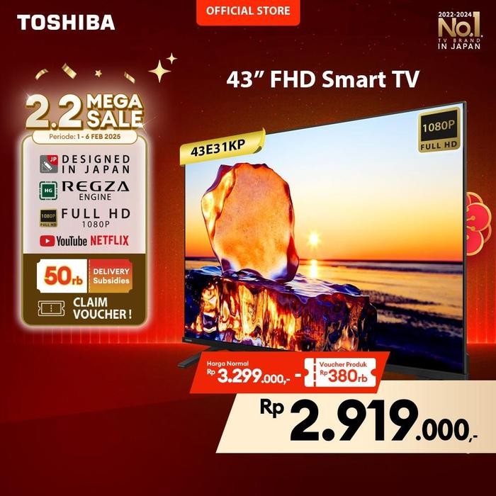 PRODUK ORIGINAL [KHUSUS ONLINE] Toshiba TV 43" FHD Smart TV - WIFI Netflix/Youtube Dolby Audio