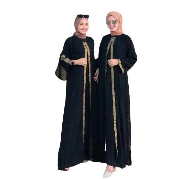 KirimCpT- Abaya 164 Motif G Gamis Wanita Mewah Elegan 2024 Terbaru Arab Hitam Renda Exclusive