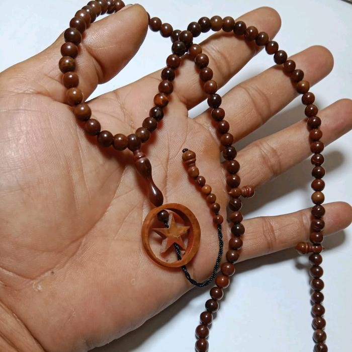 BigSal3%- Tasbih Kaokah 7Mm Asli 99 Butir Bulan Bintang Grade A - Merah, Muslim