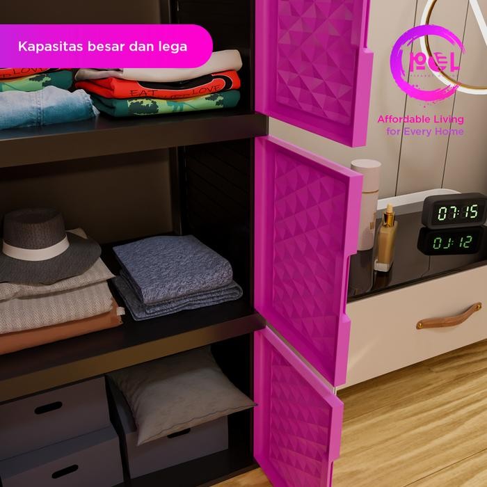 READY [POL] COD Lemari Plastik Jumbo 3 - 4 Susun Lemari Pakaian Plastik Lemari Plastik Susun Lemari