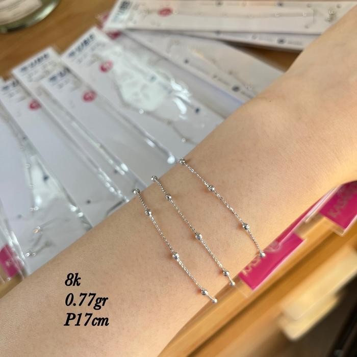 Gelang rantai jedar pentol mas putih