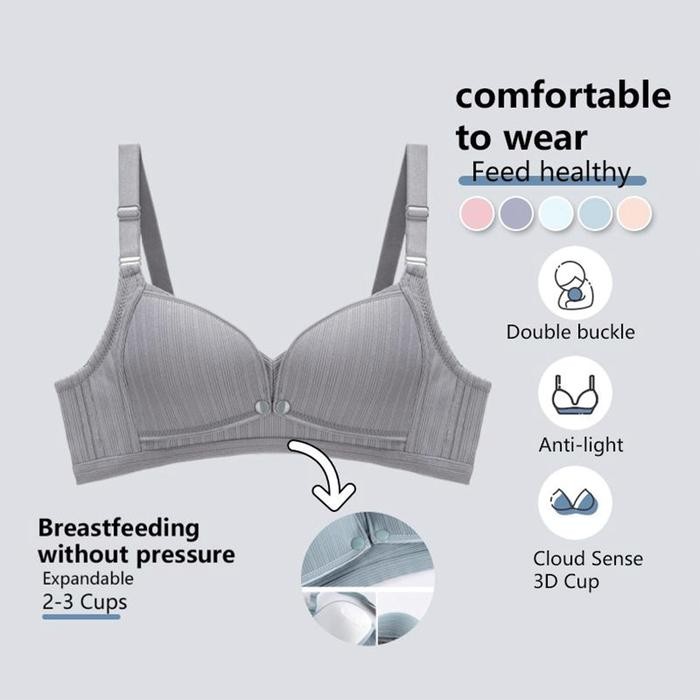 Momiasi Maternity - Push Up Bh Menyusui Tanpa Kawat Tanpa Busa Kancing Depan Katun Bra 968