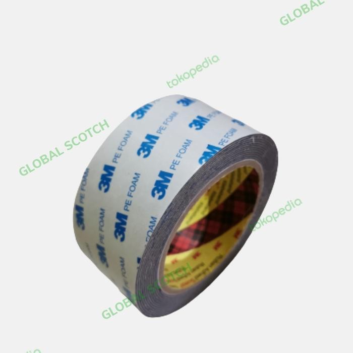 6qq9- Double Tape 3M Pe Foam Busa Grey / Abu-Abu - Perekat Bb 48Mm X 4M