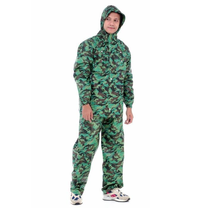 Jas Hujan Loreng Tentara Jaket Celana Stelan PLEVIA ARMY 813 - Biru Army