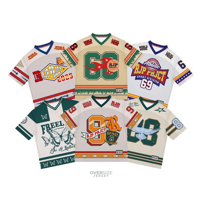 Rjp Project Jersey Oversize Streetwear Unisex Premium Retro Vintage Hockey Nfl Y2K Boxy Fit Olahraga
