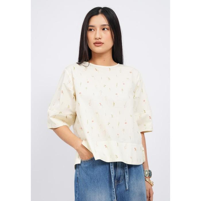 Et Cetera Round Neck Printed Blouse ECRU - ECRU, 4