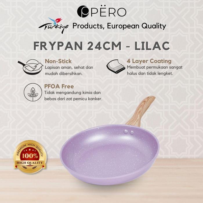 [DELLADELLI] Pero Frypan 24cm Nonstick Granite Wooden Handle/ Wajan Tanpa Minyak