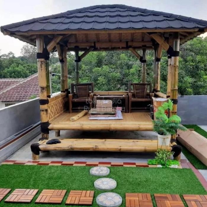 Ready Saung Bambu Sederhana. Gajebo Saung Bambu