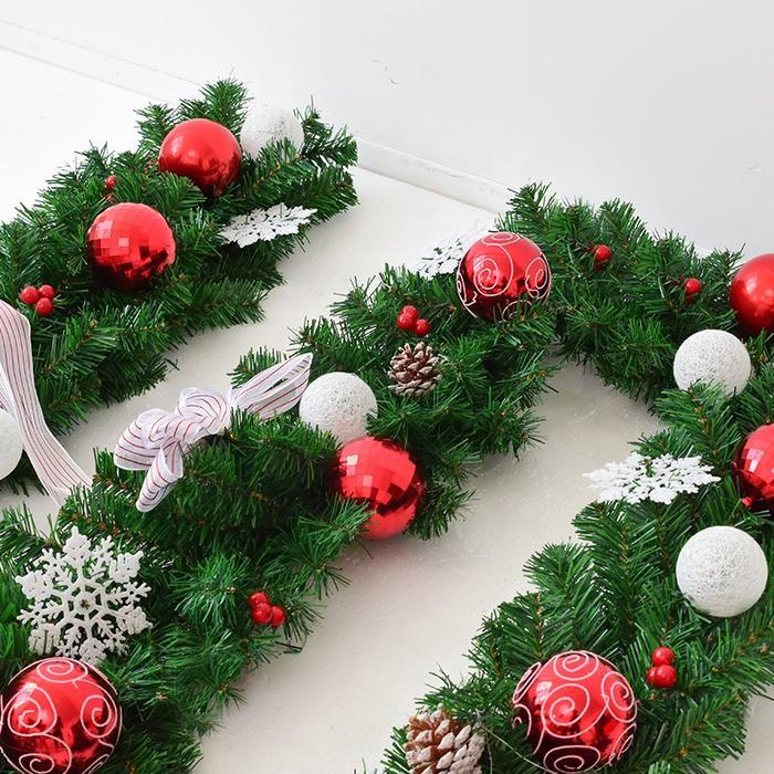 SALE  Garland Natal 2.7 Meter Hijau Daun Bunga Natal Lingkar Dekorasi Natal ORIGINAL