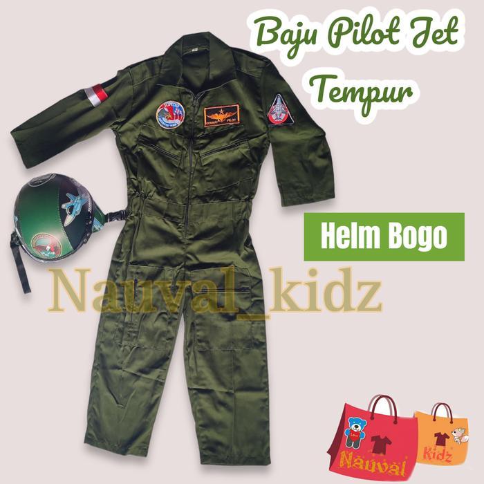 Baju Setelan Anak Profesi Pilot Pesawat Tempur Army - No. 5 (8-9th), Pilot jet+Helm