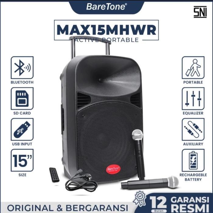 BARETONE SPEAKER PORTABLE MAX15MHWR 15 INCH SPEAKER BLUETOOTH 15INCH