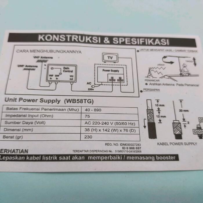 Boster Bawah Maspro Wb58Tg / Power Supply Antena Tv Maspro Wb58Tg