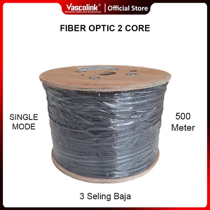 Kabel Drop Wire Optik 2 Core FTTH 500 Meter untuk Jaringan Fiber