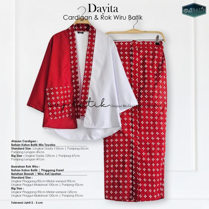 Setelan Rok & Baju Merah Putih Kemerdekaan RI Model Rok Wiru Batik Katun Premium Outer Set Agustusan