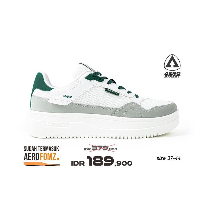 Aerostreet 37-44 Maximo Putih Abu Muda Hijau Tua - Sepatu Sneakers Casual