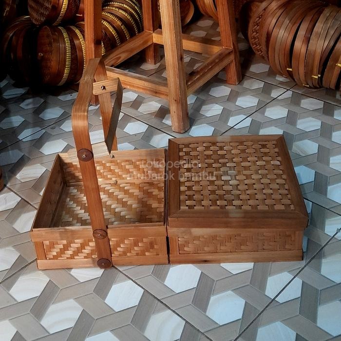 Rantang Bambu Kotak Susun 2