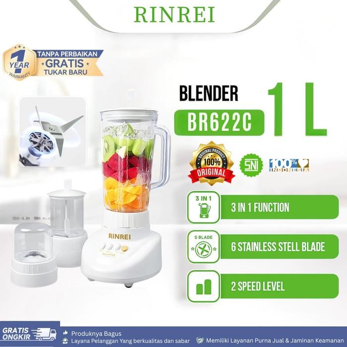 Blender Rinrei Br622C 1 Liter 3In1 + Chopper