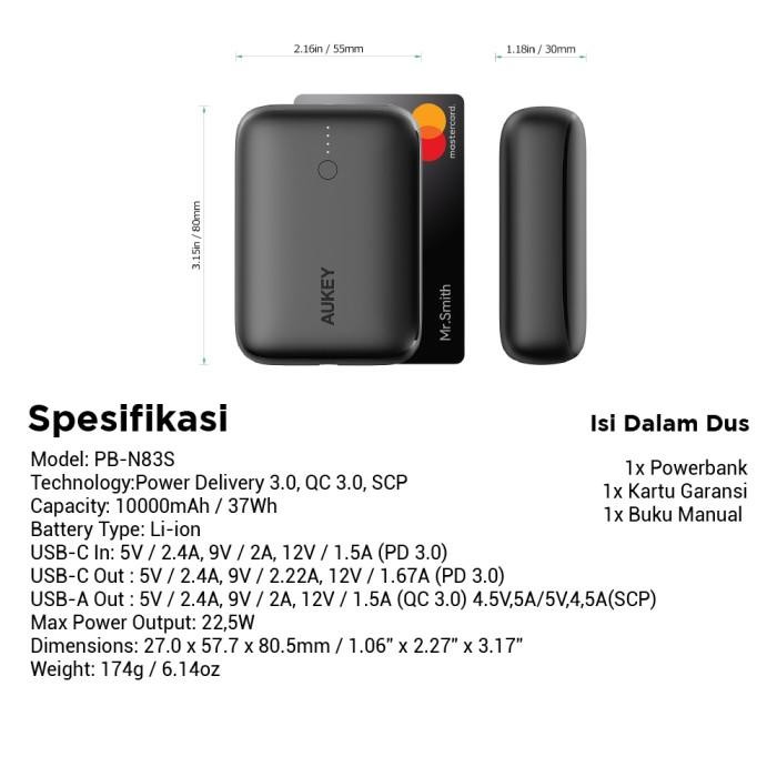 Powerbank Aukey PB-N83S 10.000mAh PD 3.0