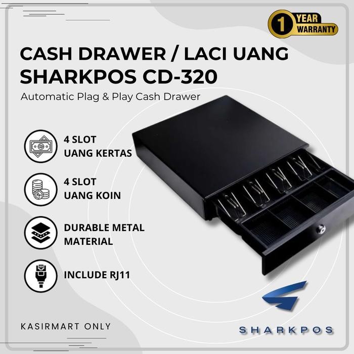 

SHARKPOS CD320 CASH DRAWER MINI CD 330 CD 320 BOX LACI UANG KASIR RJ11