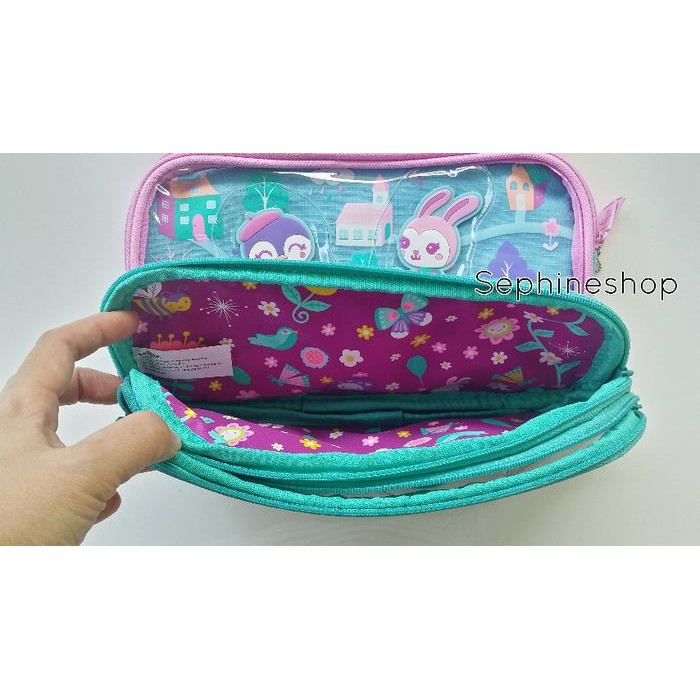

SMIGGLE DIZZY SEE THRU PENCIL CASE - MERAH MUDA