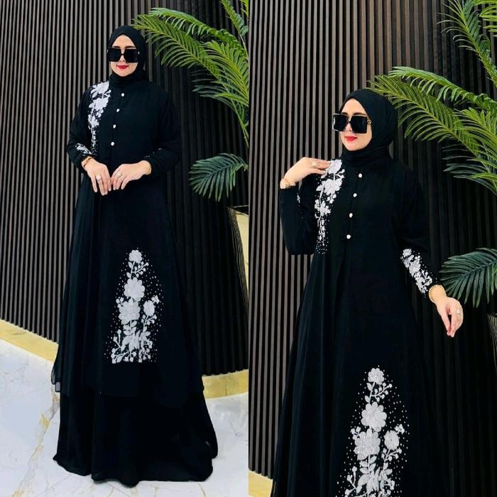 mul ZIFA FASHION COD NILAM DRESS OUTER 2 IN 1 GAMIS SET CRUTY BORDIR GAMIS OUTER KEKINIAN LD 110CM