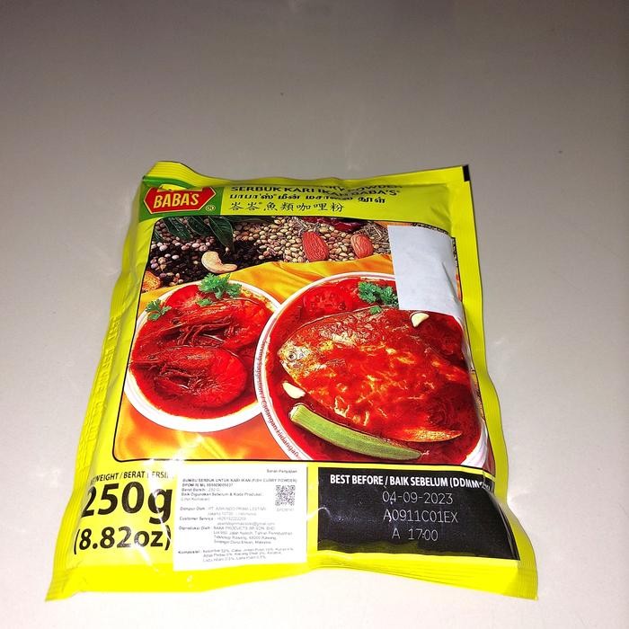 

Stok Baru BABA Bumbu Kari ikan 250g Babas Bubuk fish Curry Powder Malay 250 gr