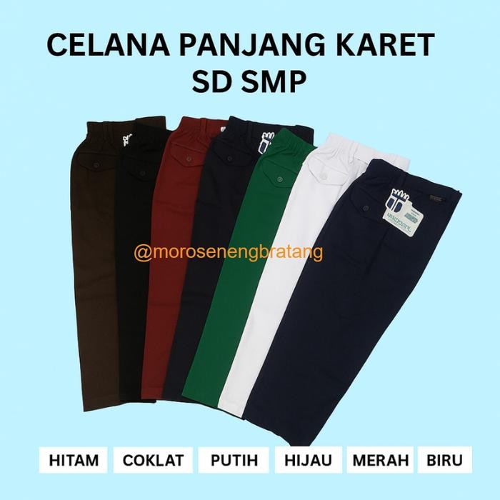Bawahan seragam TELADAN celana panjang karet SD SMP Merah Putih Hijau