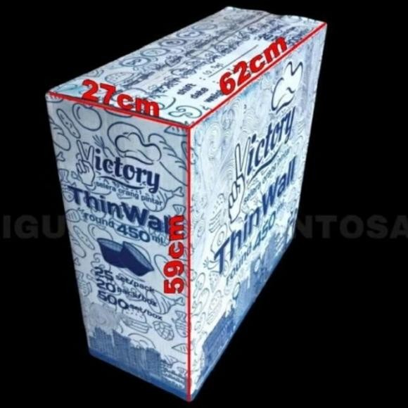 

Thinwall bowl bulat mangkok makan plastik rata 450ml sedus isi 500