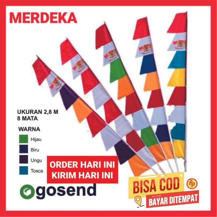 

TERLARIS Bendera Umbul Umbul 2,1 meter warna warni sablon Garuda 6 mata - Garud - Merah READY STOCK