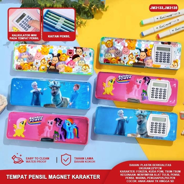 

OJ Pensil Case Magnet Tempat pensil 2 sisi Kotak Pensil 3D Emboss WaterProof Karakter Marvel &