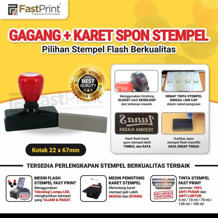 

Hot Sale! Gagang Stempel Plus Karet Spon Potongan Ukuran Kotak 22X67Mm
