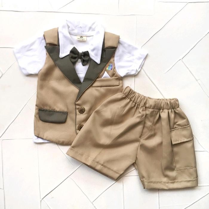 Libby Baby Kids - Baju Bayi Laki Laki 0 6 Bulan Bayi Newborn Setelan Bayi Cowok Rompi Pesta Bayi