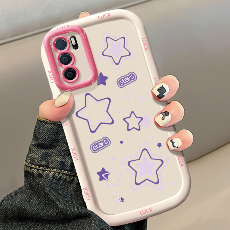 Casing Hp untuk OPPO A16 A16s A54s Case Casing pola Bintang Ungu Kasing HP Kesing dipersonalisasi pa