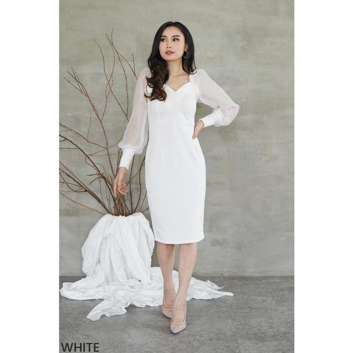 Pilihan- Dress Organza Paula Wanita Casual Party Balon Panjang Midi Pesta Scuba Gaun Zipper