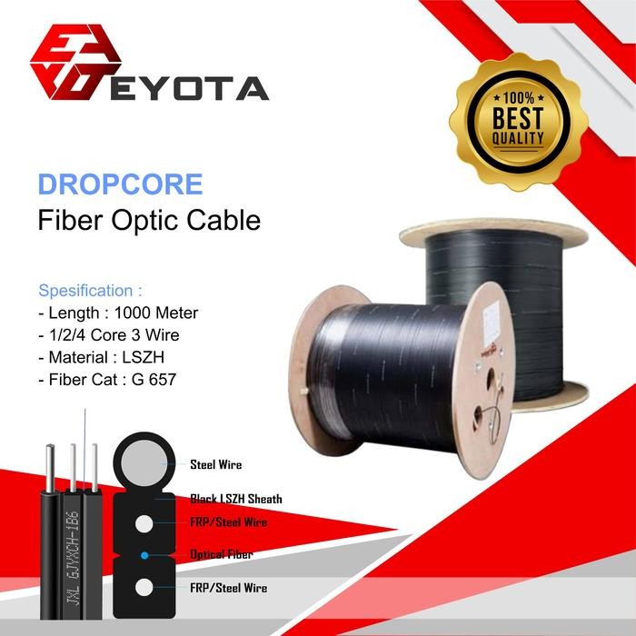 EYOTA KABEL FO 1 CORE 3 SELING KAWAT FTTH DROPWIRE 1000M/KABEL FO1CORE