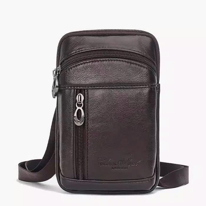 Paling Baik Tas Selempang Kulit Mini Cheer Soul Tas Kulit Fashion Tas Hp Pria 2395 Terlariss 