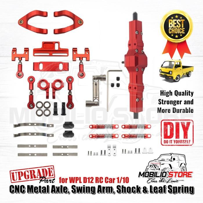 Upgrade Full Set CNC Metal Axle Swing Arm Shock & Leaf Spring WPL D12