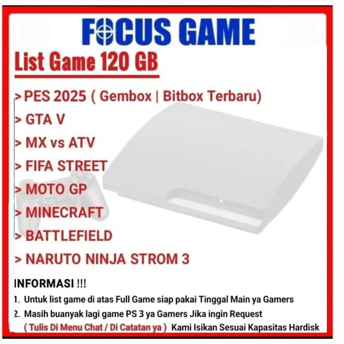 PS3 Slim Seri 3000 PS 3 CFW Console Hdd Internal Hardi Game Console